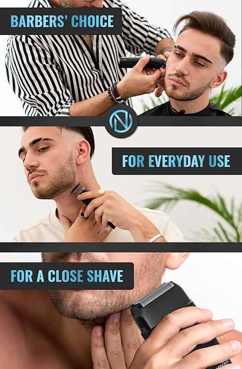 Novah Professional Barber Clippers and Trimmer Set - Foil Shaver Professional Hair Clippers for Men, Mens Cordless Hair Clipper for Barbers Haircut Kit, Fade - Image 7