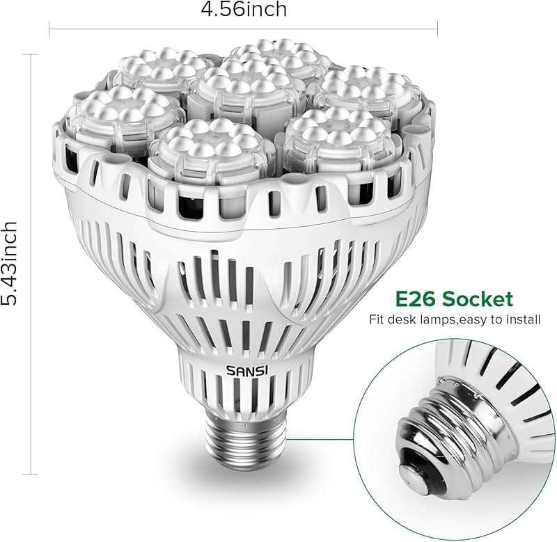 SANSI Dimmable Grow Light Bulb Full Spectrum, High PPFD 40W (600 Watt Equiv) with Remote, Auto On Off Timing 4 8 12 Hrs, Energy Saving Plant Light Bulb with E26 Base for Indoor Plants - Image 6
