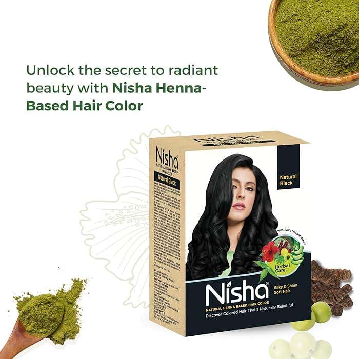 Nisha Natural Henna Based Hair Color, Permanent Black Hair Color Dye, Natural Premium Henna, 100% Grey Coverage, Natural Black, 2.12 oz - Image 2