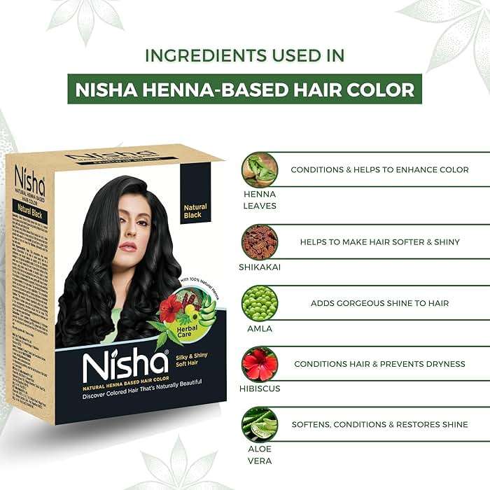 Nisha Natural Henna Based Hair Color, Permanent Black Hair Color Dye, Natural Premium Henna, 100% Grey Coverage, Natural Black, 2.12 oz - Image 3