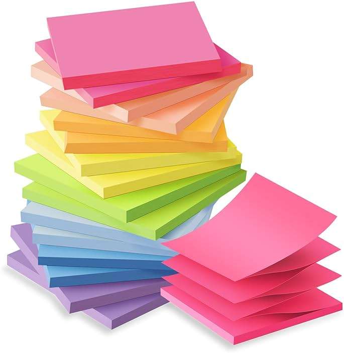 (16 Pack) Pop Up Sticky Notes 3x3 in Accordion Stickies Super Sticking Power Memo Pads Bright Colors - Image 1