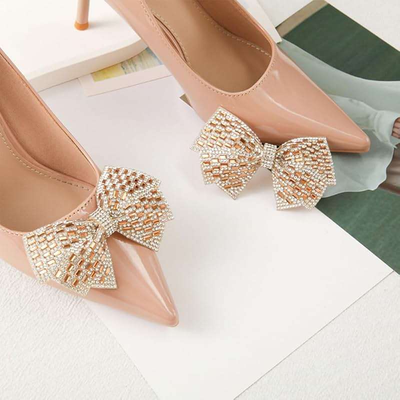 DELORIGIN 1 Pair Bow Shoe Clips Wedding Rhinestone Bow Shoe Buckles Bridal Removable Shoe Clips Bowknot Shoe Buckle Bag Clothing Hair Decorations for Women Party Heels Flats Pumps Craft - Image 6