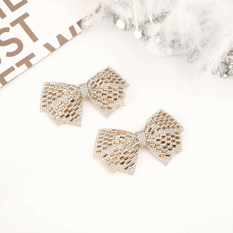 DELORIGIN 1 Pair Bow Shoe Clips Wedding Rhinestone Bow Shoe Buckles Bridal Removable Shoe Clips Bowknot Shoe Buckle Bag Clothing Hair Decorations for Women Party Heels Flats Pumps Craft - Image 7