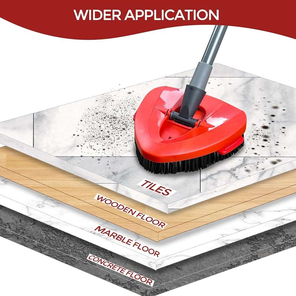 2 Pack Spin Mop Scrub Brush Head Compatible with EasyWring 1-Tank System | Hard Bristle Deep Scrubbing, Triangle Corner Cleaning, No-Bend Floor Cleaning, Quick Snap-On, Reusable & Durable - Image 3