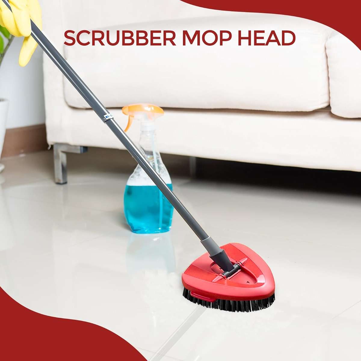 2 Pack Spin Mop Scrub Brush Head Compatible with EasyWring 1-Tank System | Hard Bristle Deep Scrubbing, Triangle Corner Cleaning, No-Bend Floor Cleaning, Quick Snap-On, Reusable & Durable - Image 7