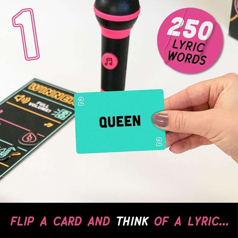 Lucky Egg Official Grab The Mic – Family Karaoke Board Game w/Foam Mic, 8+ Ages, 2-10 Players - Games for Bad Singers w/ 230 Lyrics (115 Cards) - Image 3