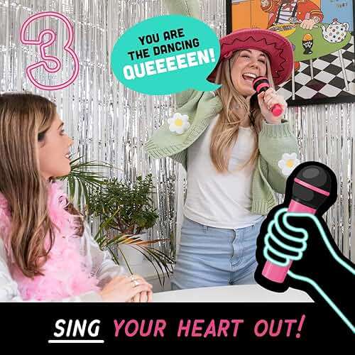 Lucky Egg Official Grab The Mic – Family Karaoke Board Game w/Foam Mic, 8+ Ages, 2-10 Players - Games for Bad Singers w/ 230 Lyrics (115 Cards) - Image 5