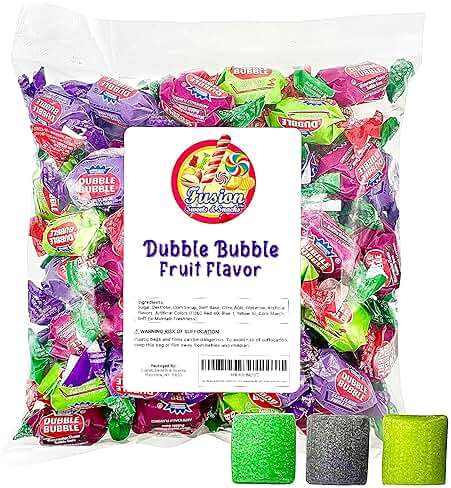 Dubble Assorted Fruit Flavor Bubble Gum - 1 Pound Bulk Bag of 3 Flavor Individually Wrapped Gum - Grape, Watermelon, Apple - Chewing Bubble Gum Holiday Candy(Approx. 70 Pieces) - Image 3