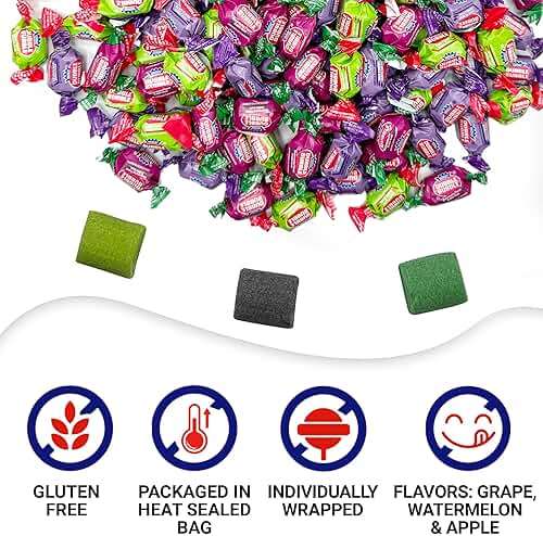 Dubble Assorted Fruit Flavor Bubble Gum - 1 Pound Bulk Bag of 3 Flavor Individually Wrapped Gum - Grape, Watermelon, Apple - Chewing Bubble Gum Holiday Candy(Approx. 70 Pieces) - Image 5