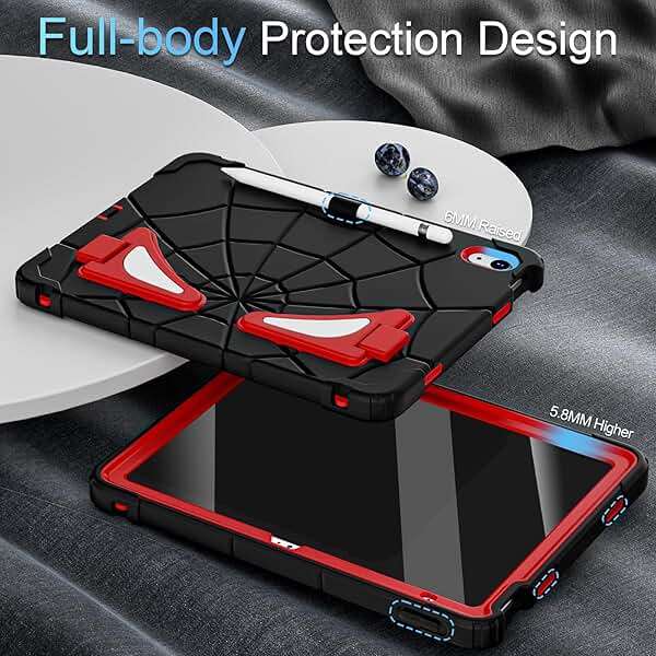 Auizotl Case for iPad (A16) 11th Generation 11 Inch (2025),iPad 10th Generation 10.9 Inch (2022) i Pad Case 10th Gen with Screen Protector,Shockproof Cover for i Pad 11/10 Gen,Black Red - Image 3