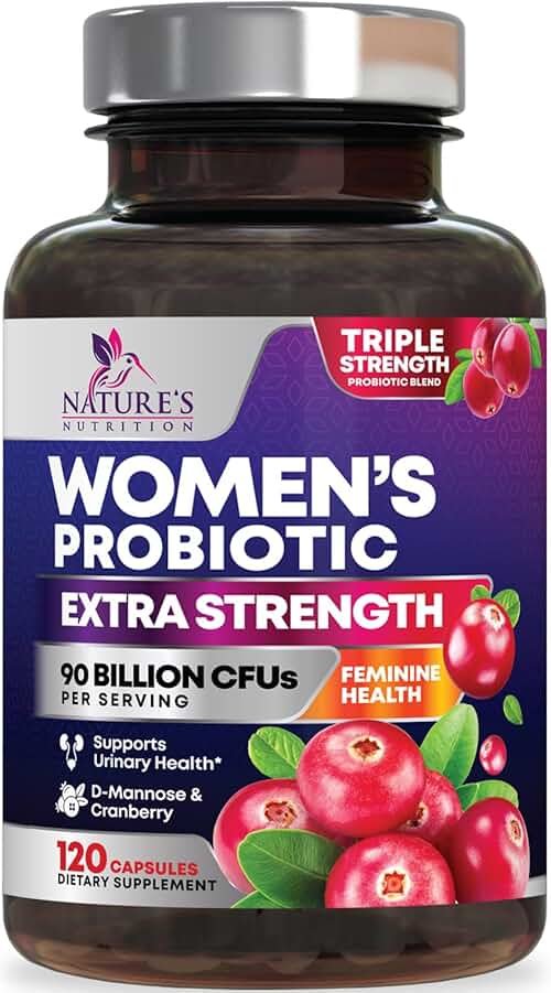 Probiotics for Women - Probiotic Blend 90 Billion CFU Per Serving - Women's Probiotic for Targeted Vaginal & Digestive Health Support - 16 Strains, Cranberry, Prebiotics - Bottled USA - 120 Capsules - Product Image