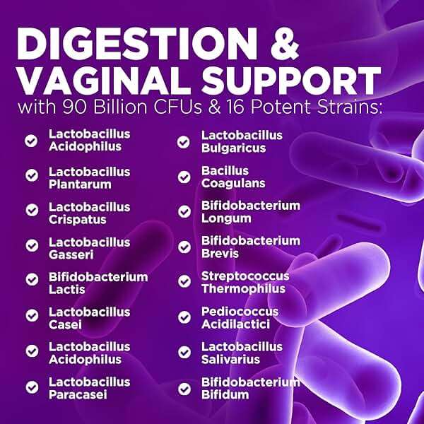 Probiotics for Women - Probiotic Blend 90 Billion CFU Per Serving - Women's Probiotic for Targeted Vaginal & Digestive Health Support - 16 Strains, Cranberry, Prebiotics - Bottled USA - 120 Capsules - Image 3