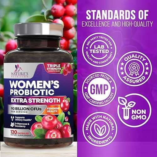 Probiotics for Women - Probiotic Blend 90 Billion CFU Per Serving - Women's Probiotic for Targeted Vaginal & Digestive Health Support - 16 Strains, Cranberry, Prebiotics - Bottled USA - 120 Capsules - Image 4