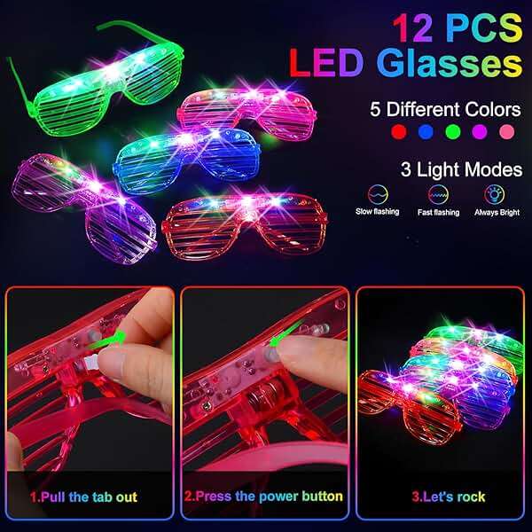 HONLYNE168 PCS Glow in the Dark Party Supplies, Light Up Party Favors 12PCS LED Glasses, 16PCS Foam Glow Sticks, 40PCS Finger Lights, 100PCS Glow Sticks Bulk for Glow Party Wedding Birthday Raves - Image 5
