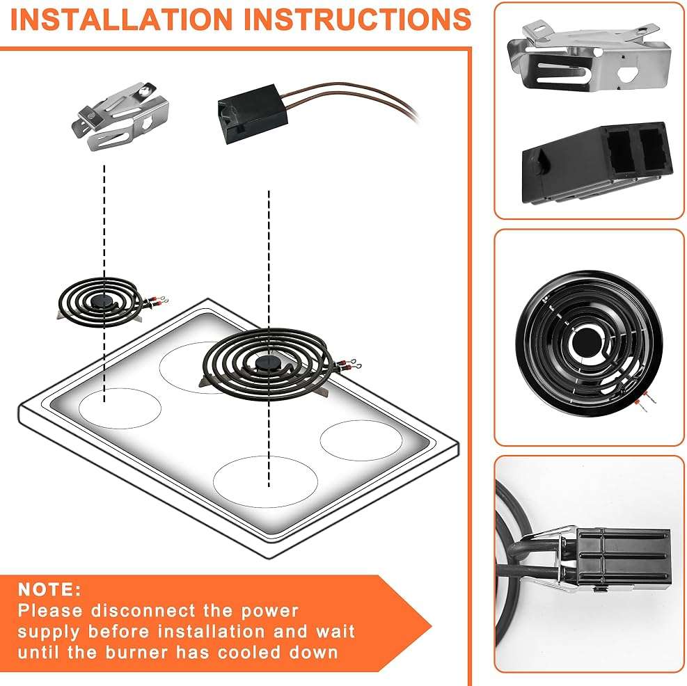 MP22YA Electric Range Burner Element Unit Set with 330031 Range Burner Receptacle Kit Fit for Ken-more Whirl-pool Frigi-daire May-tag Ranges/Stoves by Fetechmate - Image 6
