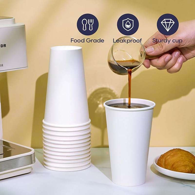 LITOPAK 1000 pack 16 oz Disposable Paper Coffee Cup, Hot Paper Coffee Cups, 16 oz White Paper Cups for Offices, Schools, Shops, Restaurants - Image 4