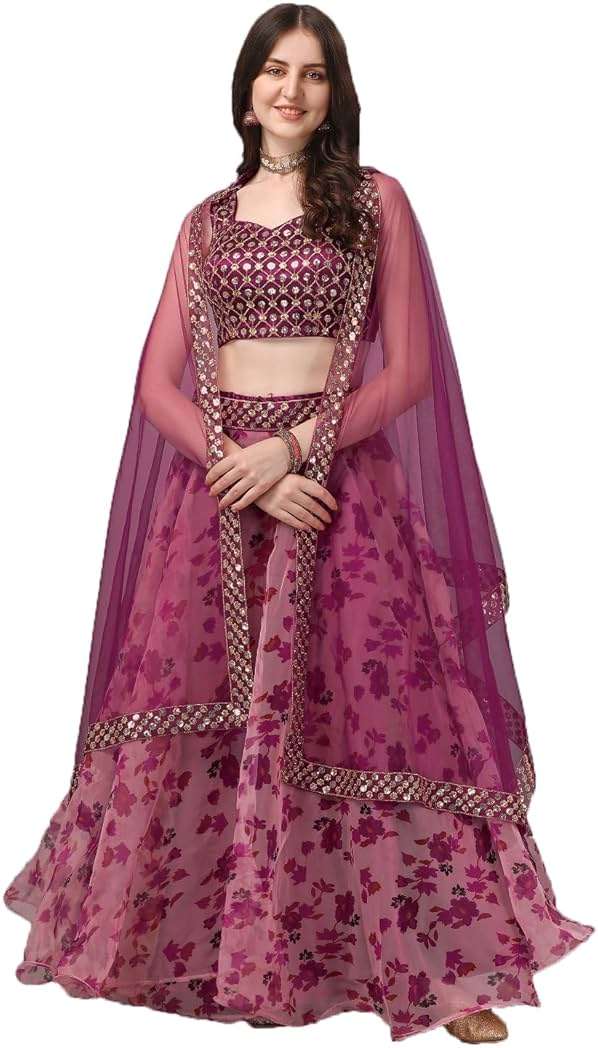 STELLACOUTURE indian ready to wear lehenga choli for women flared party night with stitched blouse 8210-U - Image 1