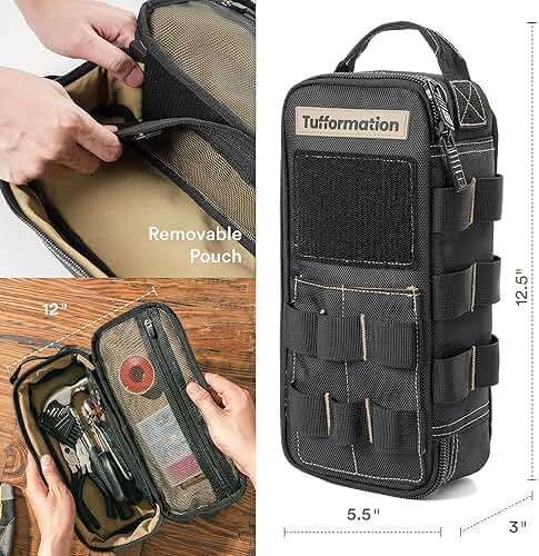 Tufformation Heavy Duty Small Tool Bag Pouch Portable Utility Organizer Case with Zipper Handle. Perfect for EDC, Motorcycle, Road Bike, Electricians & More - Image 2