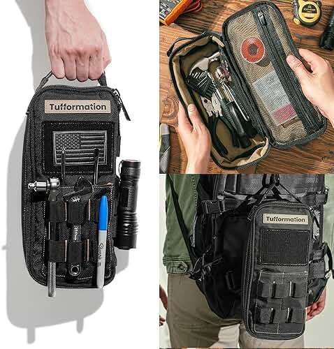 Tufformation Heavy Duty Small Tool Bag Pouch Portable Utility Organizer Case with Zipper Handle. Perfect for EDC, Motorcycle, Road Bike, Electricians & More - Image 3