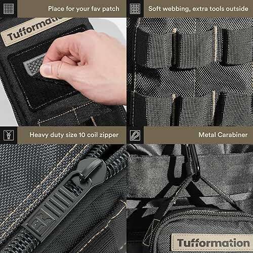 Tufformation Heavy Duty Small Tool Bag Pouch Portable Utility Organizer Case with Zipper Handle. Perfect for EDC, Motorcycle, Road Bike, Electricians & More - Image 5