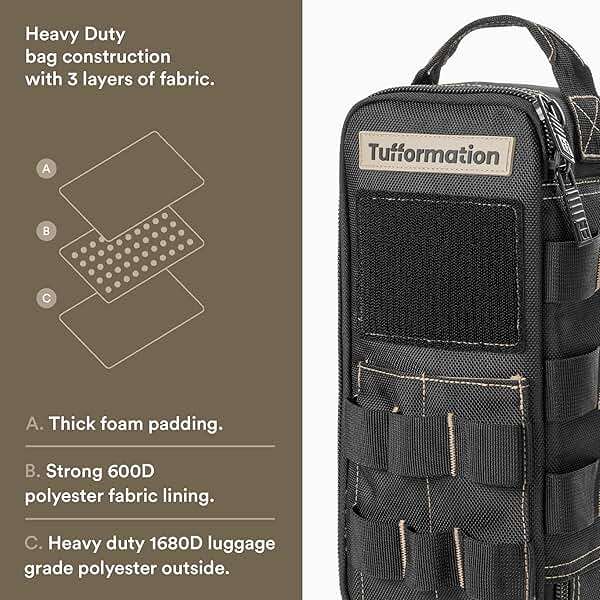 Tufformation Heavy Duty Small Tool Bag Pouch Portable Utility Organizer Case with Zipper Handle. Perfect for EDC, Motorcycle, Road Bike, Electricians & More - Image 6