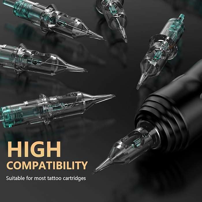 STIGMA Wireless Tattoo Gun Kit Complete with Pro Short Pen, 2 Batteries, 20 Tattoo Cartridge Needles, 10 Colors Set, Full Tattoo Accessories STP35TI4002-9 - Image 6