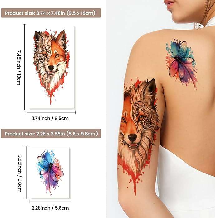 77 Sheets Temporary Tattoo, 17 Sheets Half Arm Flower Lion Tiger Cat Owl Parrot Fake Tattoos for Adults Shoulder Neck, 60 Sheets Tiny Waterproof Temporary Tattoos Realistic for Women Girls and Kids - Image 3