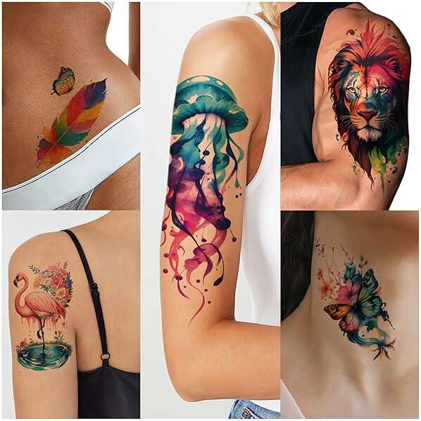 77 Sheets Temporary Tattoo, 17 Sheets Half Arm Flower Lion Tiger Cat Owl Parrot Fake Tattoos for Adults Shoulder Neck, 60 Sheets Tiny Waterproof Temporary Tattoos Realistic for Women Girls and Kids - Image 6