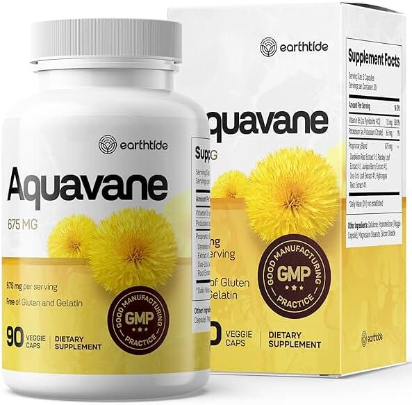 Aquavane Natural Diuretic Relief for Swollen Feet, Ankles, & Legs - Potent Herbal Water Pills for Water Retention, Swell No More with Powerful Extracts, Ideal for Reducing Leg & Foot Swelling - Product Image