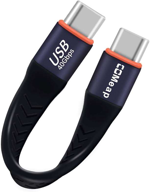 COMeap Short USB C Cable, 40Gbps Short USB 4 Cable, 240W PD Fast Charging, Compatible with Thunderbolt 4/3, Laptop, Tablet, Phone, Steam Deck, ROG Ally - 4 Inch - Image 1