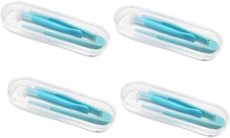 4Pcs Blue Contact Applicator,Contact Lens Remover Tool,Inserter/Remover+Tweezer with Soft Tip,for Contact Lens Cases Health and Household Contact Lens Care - Image 1