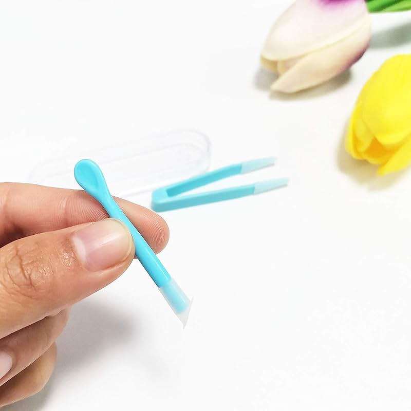 4Pcs Blue Contact Applicator,Contact Lens Remover Tool,Inserter/Remover+Tweezer with Soft Tip,for Contact Lens Cases Health and Household Contact Lens Care - Image 3