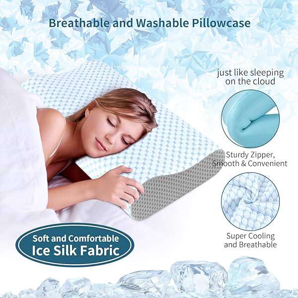 Cervical Neck Pillow for Pain Relief, Contour Memory Foam Pillows for Sleeping, Ergonomic Pillow Orthopedic Cooling Pillow Bed Pillow Neck Support for Side Back Stomach Sleepers(Blue & Grey) - Image 4