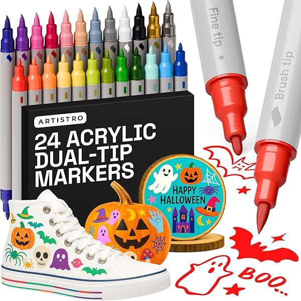 ARTISTRO 24 Acrylic Paint Markers - Paint Pens for Drawing - For Fabric, Rock, Glass, Wood, Molds - Arts & Crafts Gift for Adults, Teens, Kids, Classroom Must Haves & School Supplies - Image 1
