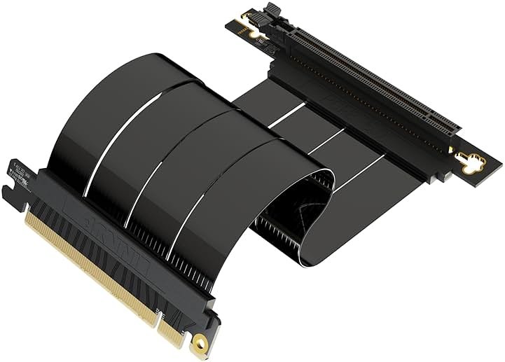 LINKUP PCIE 5.0 Riser Cable | for Vertical GPU Mount | Right Angle | Graphics Card GPU Ready | Usable with PCIe 4.0 & RX 9070/ RTX5090 | 20cm (Total Length: 24cm) - Product Image
