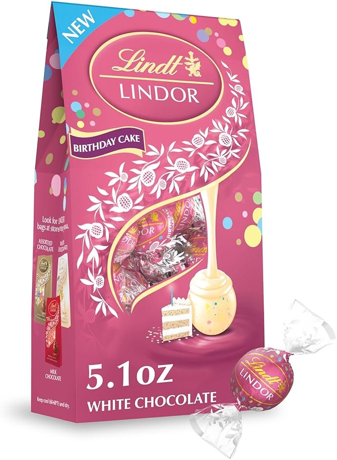 Lindt LINDOR Birthday Cake White Chocolate Truffles, White Chocolate Candy with Smooth, Melting Truffle Center, 5.1 oz. - Product Image