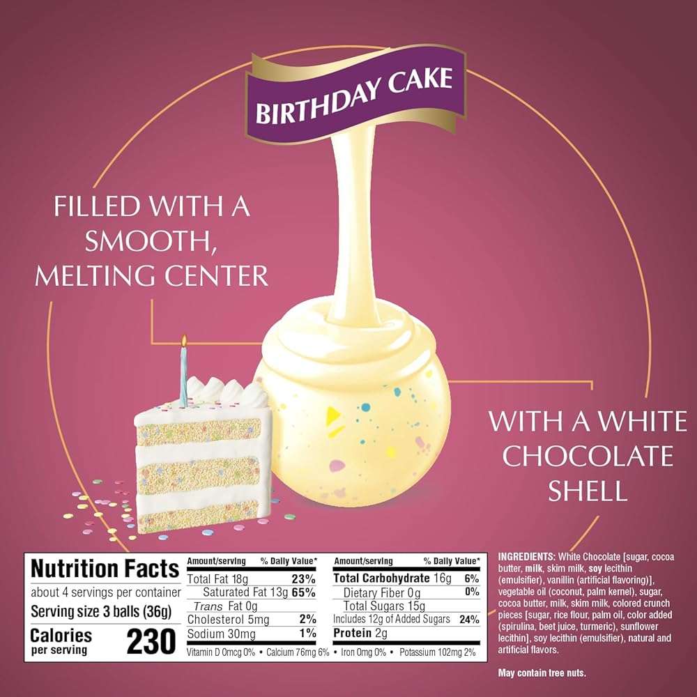 Lindt LINDOR Birthday Cake White Chocolate Truffles, White Chocolate Candy with Smooth, Melting Truffle Center, 5.1 oz. - Image 2