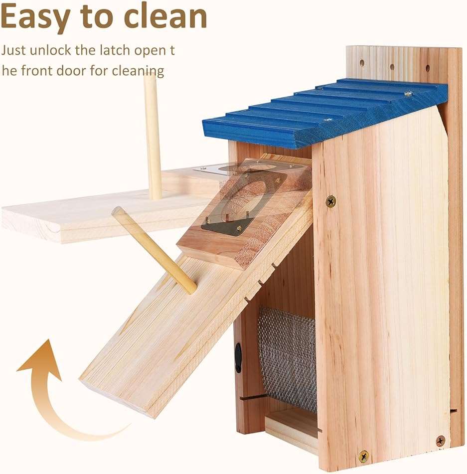 Bird Houses for Outside 2Pack with Copper Guard,Thicken Wooden Bluebird House Clearance Garden Country Cottages, Nesting Box for Finch Swallow Wren Chickadee Wild Bird Supplies, Easy to Assemble - Image 8