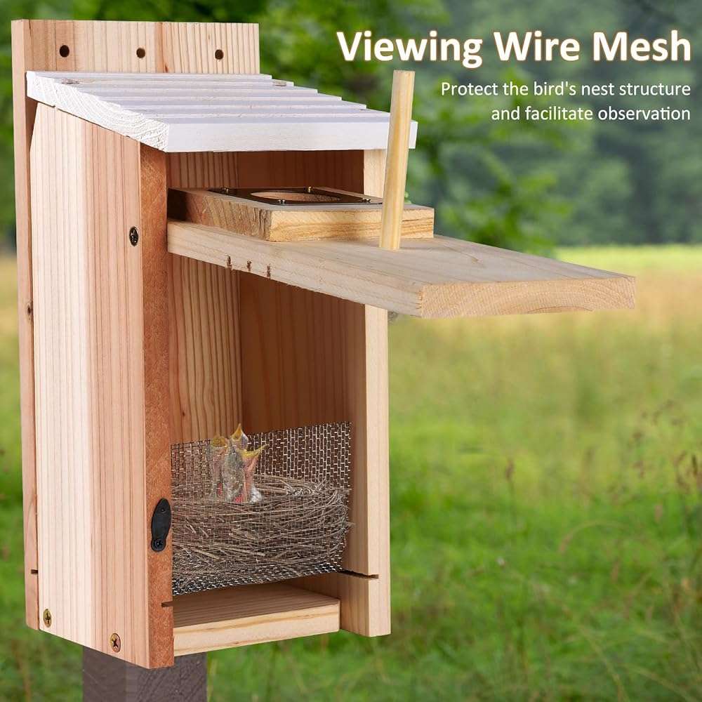 Bird Houses for Outside 2Pack with Copper Guard,Thicken Wooden Bluebird House Clearance Garden Country Cottages, Nesting Box for Finch Swallow Wren Chickadee Wild Bird Supplies, Easy to Assemble - Image 9