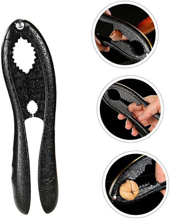 GRIRIW Walnut Shell Opener with Non-slip Grip Heavy Duty Nuts Clamp Seafood Tool Versatile for Nuts Crabs and Shellfish Material Black - Image 3
