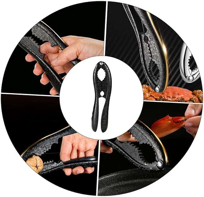 GRIRIW Walnut Shell Opener with Non-slip Grip Heavy Duty Nuts Clamp Seafood Tool Versatile for Nuts Crabs and Shellfish Material Black - Image 6