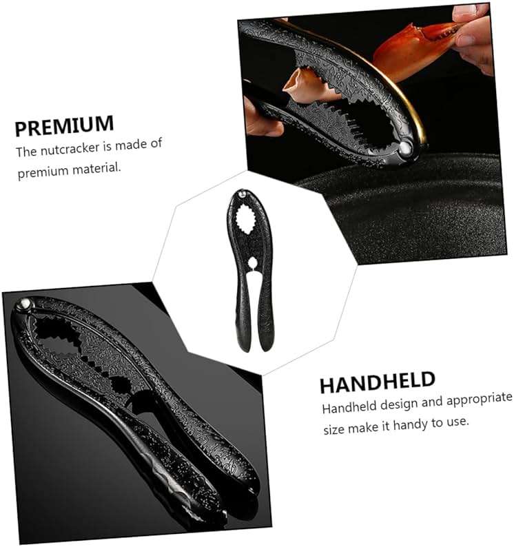 GRIRIW Walnut Shell Opener with Non-slip Grip Heavy Duty Nuts Clamp Seafood Tool Versatile for Nuts Crabs and Shellfish Material Black - Image 9