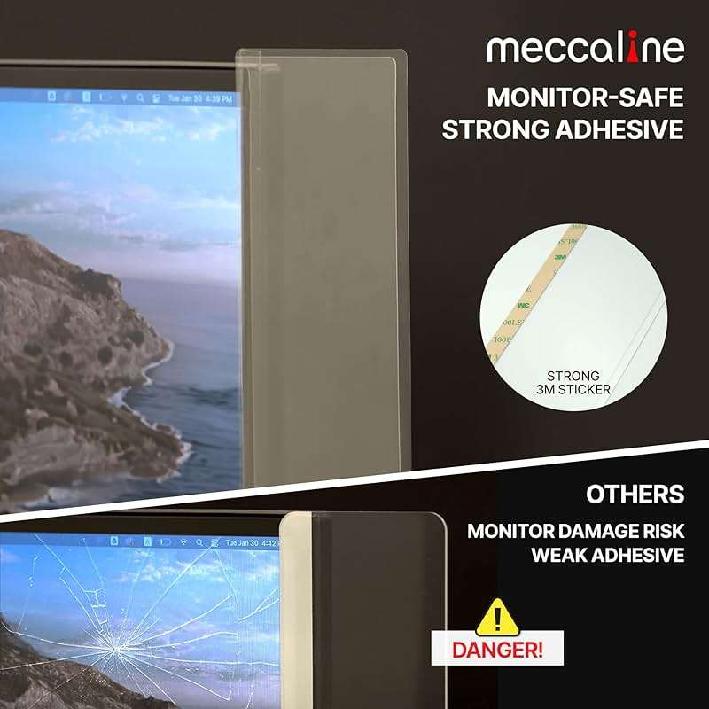 MECCALINE Monitor Memo Board 2Pcs - Flexible Clear PET Computer Screen Sticky Note Holder - Side Panel Message Organizer - Versatile Office Desk Accessories - Cool Home Office Supplies - 3.1" x 11.8" - Image 5