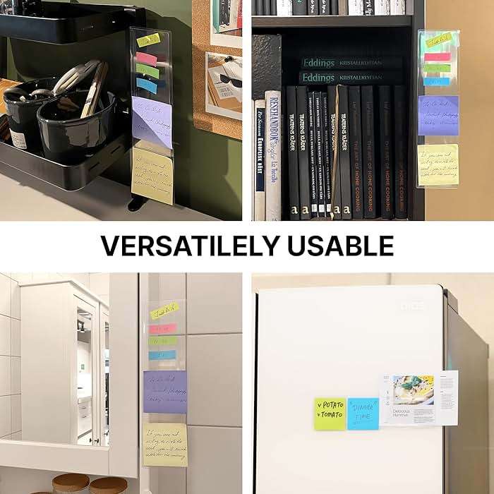 MECCALINE Monitor Memo Board 2Pcs - Flexible Clear PET Computer Screen Sticky Note Holder - Side Panel Message Organizer - Versatile Office Desk Accessories - Cool Home Office Supplies - 3.1" x 11.8" - Image 6