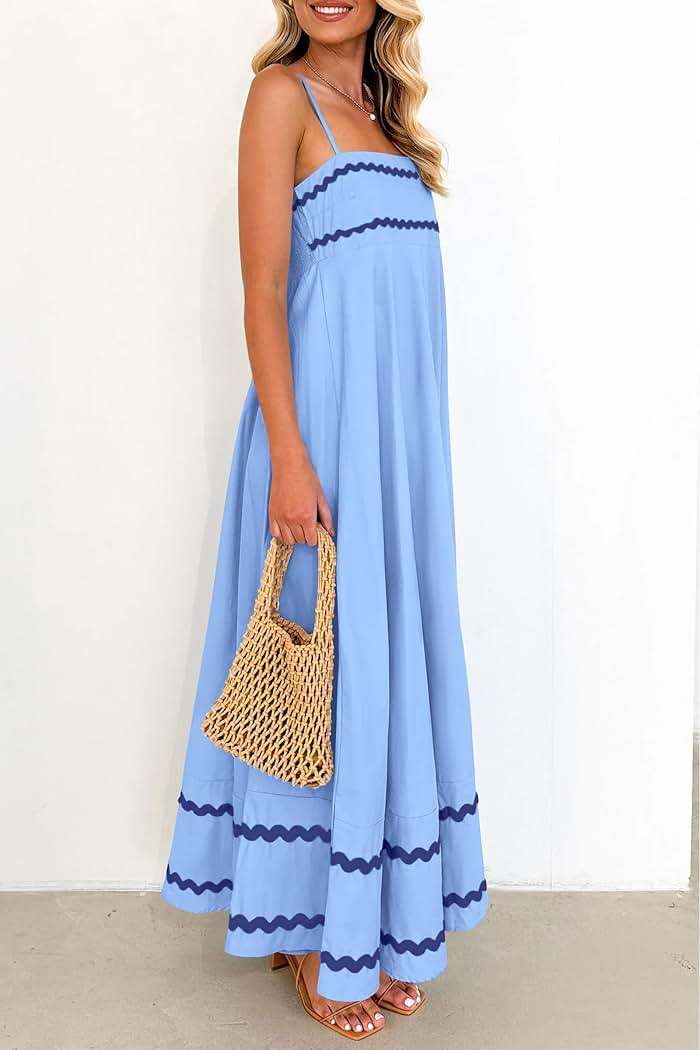 PRETTYGARDEN Women's 2026 Summer Flowy Maxi Dress Casual Sleeveless Spaghetti Strap Ruffle Beach Long Dresses - Image 3