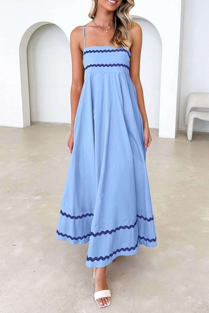PRETTYGARDEN Women's 2026 Summer Flowy Maxi Dress Casual Sleeveless Spaghetti Strap Ruffle Beach Long Dresses - Image 5