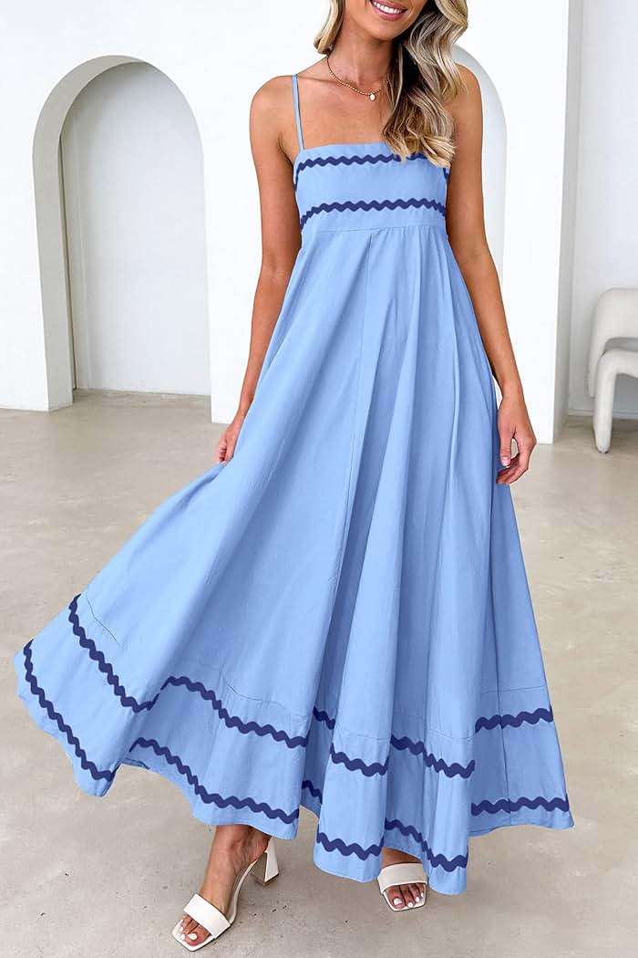 PRETTYGARDEN Women's 2026 Summer Flowy Maxi Dress Casual Sleeveless Spaghetti Strap Ruffle Beach Long Dresses - Image 6