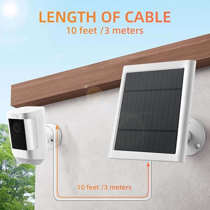 Solar Panel for Ring Camera, 3 Pack 4W Solar Charger Compatible with Rings Spotlight &All-New Stick Up Outdoor Cam Battery, 10ft Long Cable with USB-C to Ring Barrel Plug Adapter - Image 4