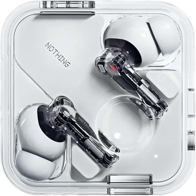 Nothing Ear Wireless Earbuds Bluetooth, 45dB Hybrid Smart ANC Earbuds, 11mm Deep Bass Boost, Hi-Res Audio with LDAC & LHDC 5.0, 6 Mics Call, 40.5H Playtime with Fast Charging Case, ChatGPT Supported - Product Image