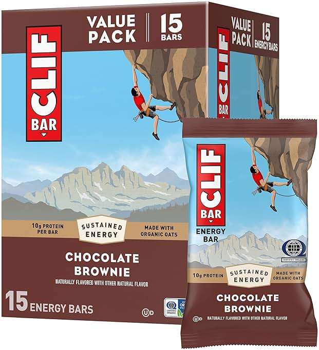 CLIF BAR - Energy Protein Bars - Chocolate Brownie - Made with Organic Oats - Energy Bars - Non-GMO - (15 Pack) - Image 1